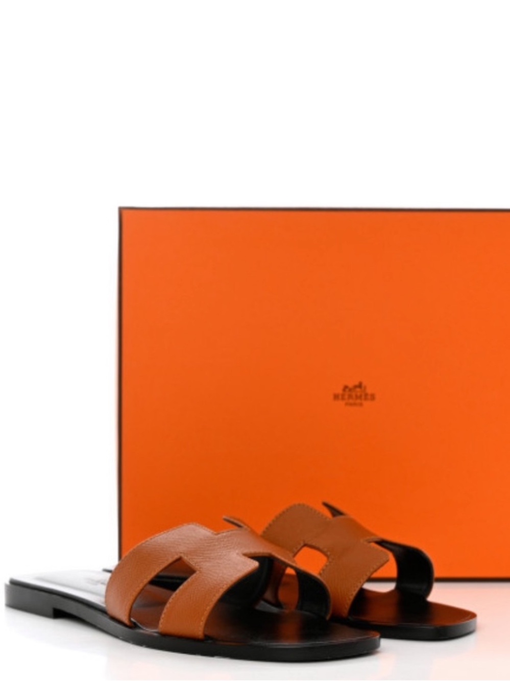 Hermes Women’s Brown H-Cut Leather Slide Sandals